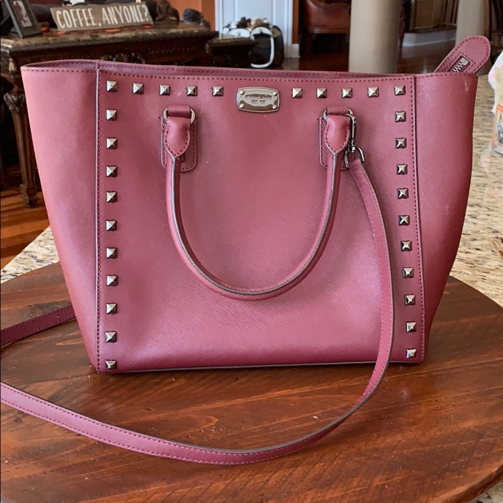 Michael Kors burgundy leather handbag